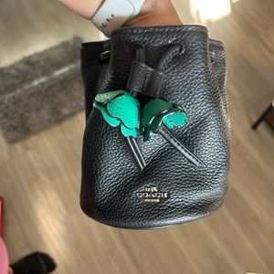 Black mini Coach wrist purse
